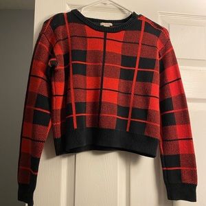 Forever 21 plaid long sleeve crop top sweater